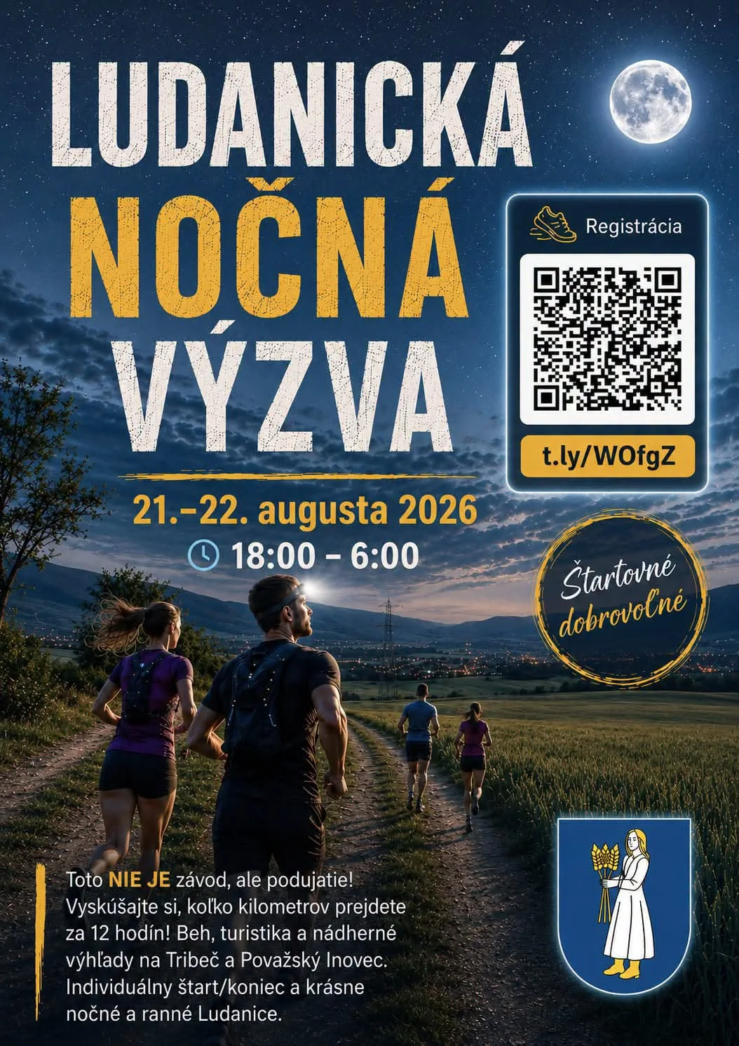 Plagát LNV12 2026 s bežcami pod nočnou oblohou